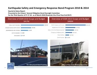 Earthquake Safety and Emergency Response Bond Program 2010 &amp; 2014 Quarterly Status Report