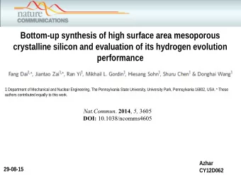 Bottom-up synthesis of high surface area mesoporous  crystalline silicon and evaluation of its