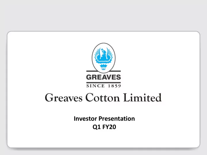 investor presentation q1 fy20 disclaimer