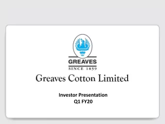 Investor Presentation  Q1 FY20  Disclaimer    Statements in this presentation, particularly