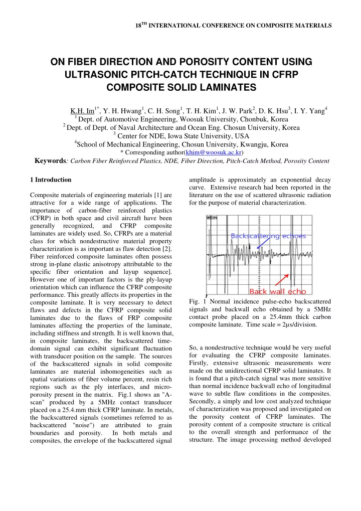 on fiber direction and porosity content using ultrasonic