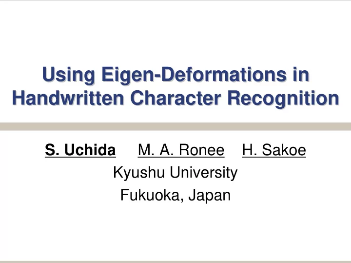 using eigen deformations in deformations in using eigen