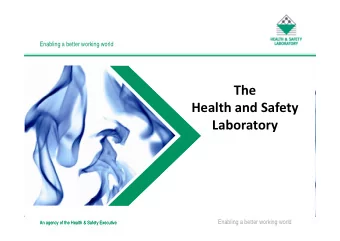 The Health and Safety  Laboratory  Enabling a better working world  An agency of the Health &amp;
