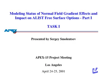 Modeling Status of Normal Field Gradient Effects and  Impact on ALIST Free Surface Options - Part I