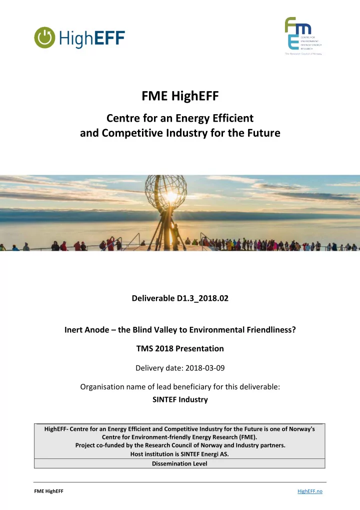 fme higheff centre for an energy efficient and