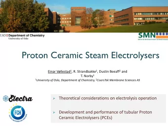Proton Ceramic Steam Electrolysers Einar Vllestad 1 , R. Strandbakke 1 , Dustin Beeaff 2 and T.