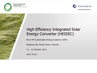 Energy Converter (HEISEC)  Kick-Off Sustainable Energy Systems 2050  Radisson Blu Royal Hotel,