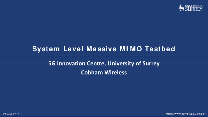 system level massive mi mo testbed