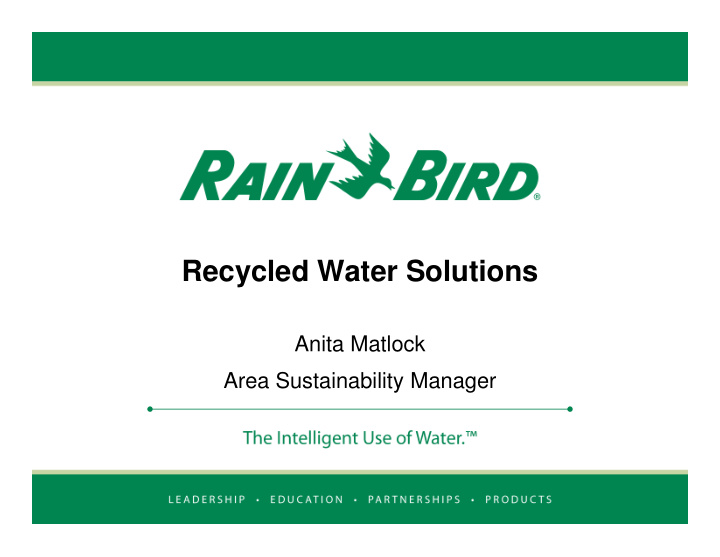 recycled water solutions recycled water solutions