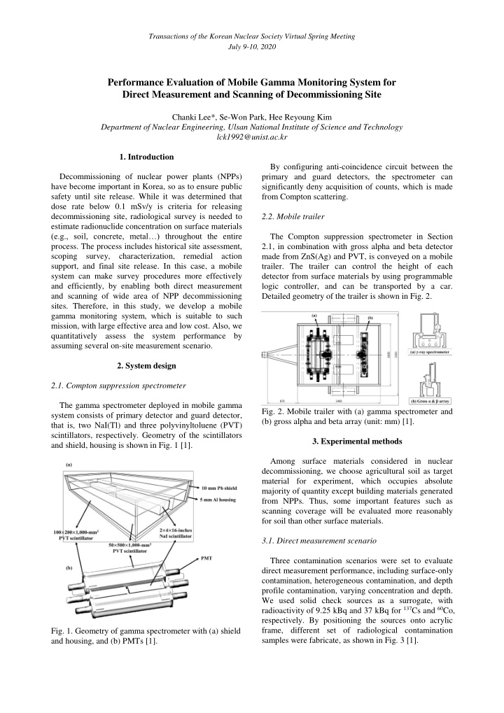 performance evaluation of mobile gamma monitoring system