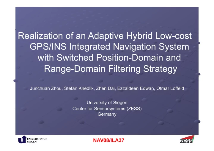 realization of an adaptive hybrid low cost gps ins