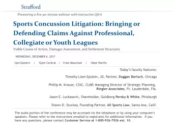 Collegiate or Youth Leagues  Viable Causes of Action, Damages Assessment, and Settlement Structures
