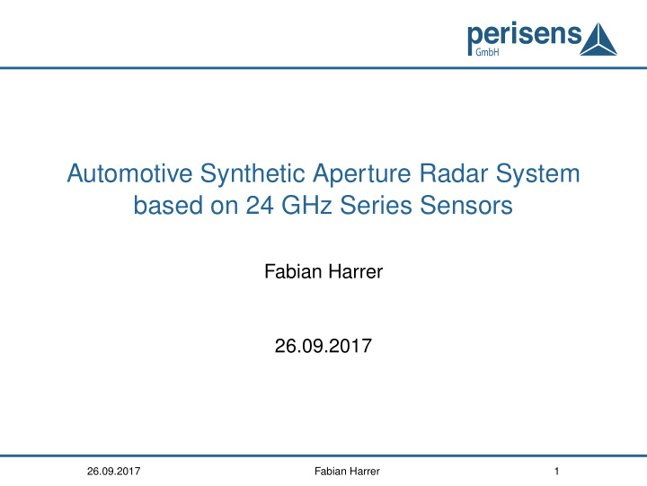 automotive synthetic aperture radar system based on 24