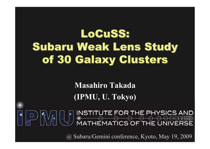 masahiro takada ipmu u tokyo