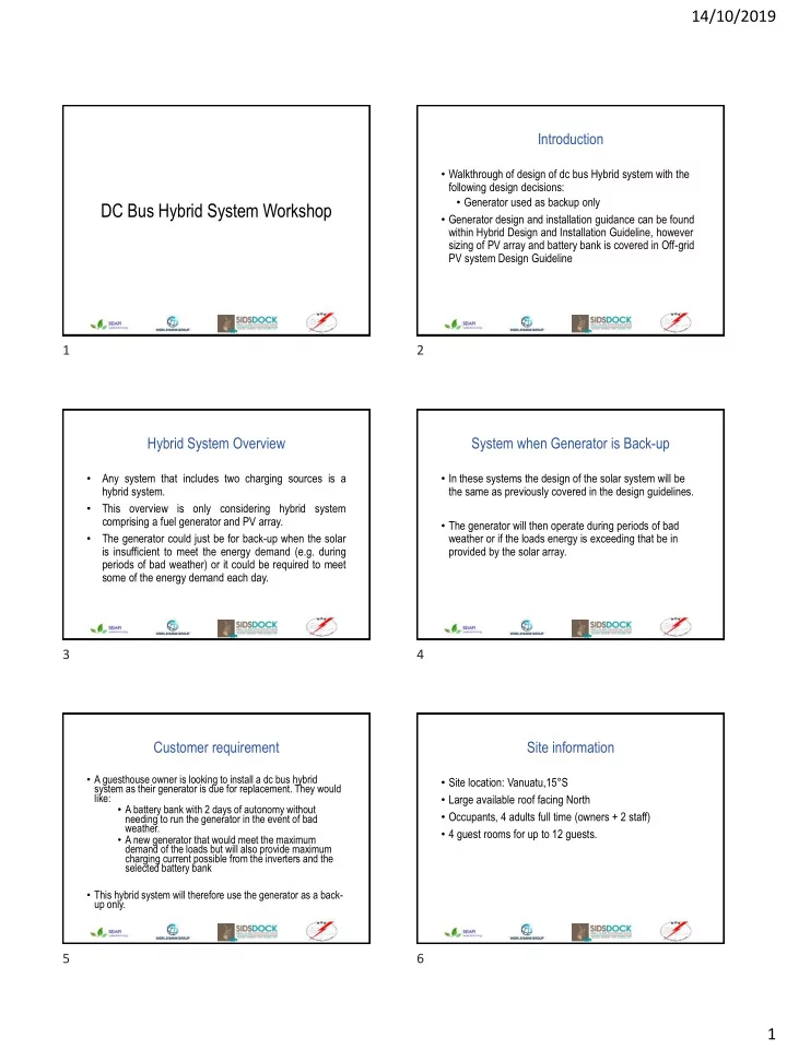 dc bus hybrid system workshop