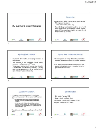 DC Bus Hybrid System Workshop  Generator design and installation guidance can be found  within
