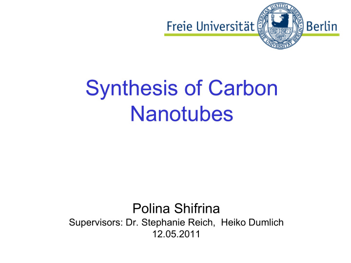 synthesis of carbon synthesis of carbon nanotubes