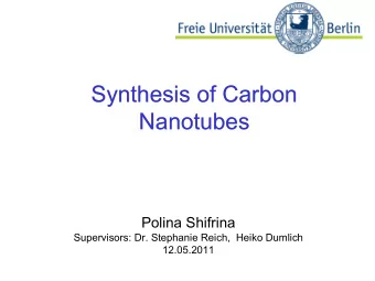 Synthesis of Carbon  Synthesis of Carbon  Nanotubes  Nanotubes  Polina Shifrina  Supervisors: Dr.