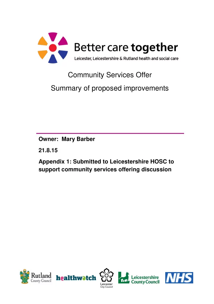community services offer