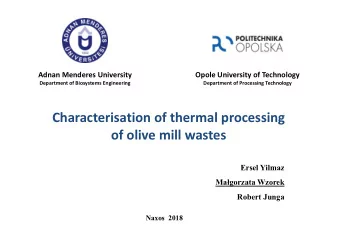 Characterisation of thermal processing of olive mill wastes  Ersel Yilmaz Ma  gorzata Wzorek