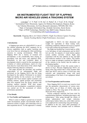 AN INSTRUMENTED FLIGHT TEST OF FLAPPING  MICRO AIR VEHICLES USING A TRACKING SYSTEM J. H. Kim 1* ,