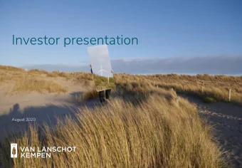 Investor presentation  August 2020  Van Lanschot Kempen at a glance  Profile  ile  Solid  id perf
