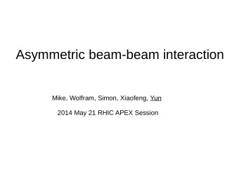 Asymmetric beam-beam interaction  Mike, Wolfram, Simon, Xiaofeng, Yun  2014 May 21 RHIC APEX