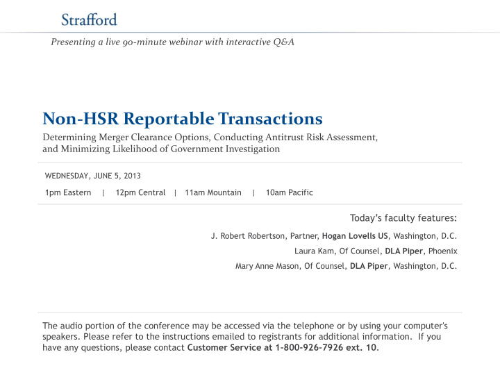 non hsr reportable transactions