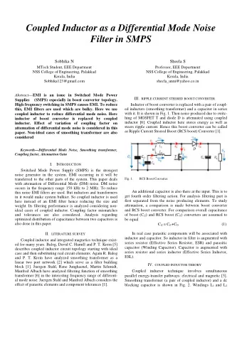Coupled Inductor as a Differential Mode Noise  Filter in SMPS  Sobhika N  Sheela S  MTech Student,