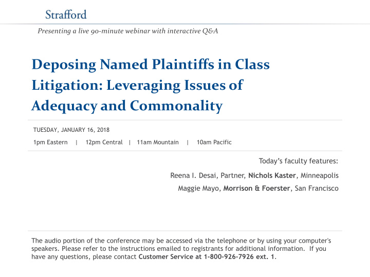 deposing named plaintiffs in class litigation leveraging