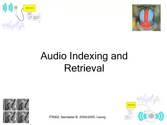 Audio Indexing and  Retrieval  IT6902; Semester B, 2004/2005; Leung  Audio Indexing and Retrieval