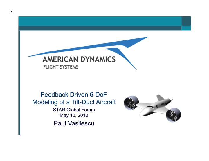 feedback driven 6 dof modeling of a tilt duct aircraft
