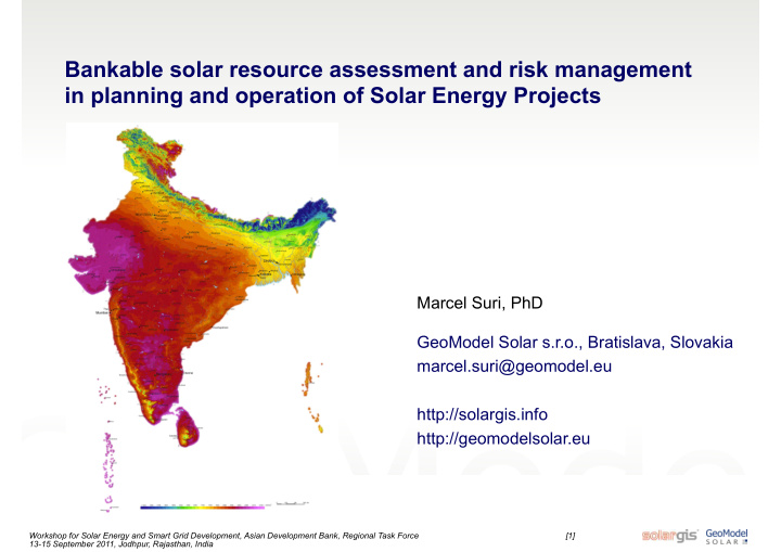 bankable solar resource assessment and risk management in