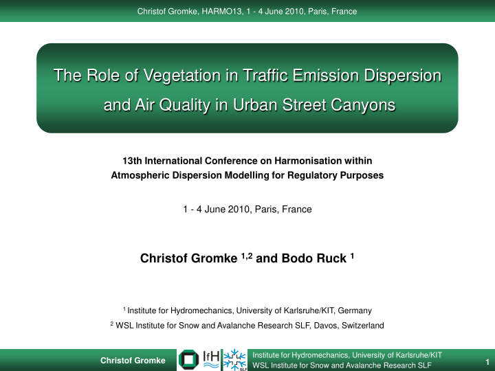 the role of vegetation in traffic emission dispersion and