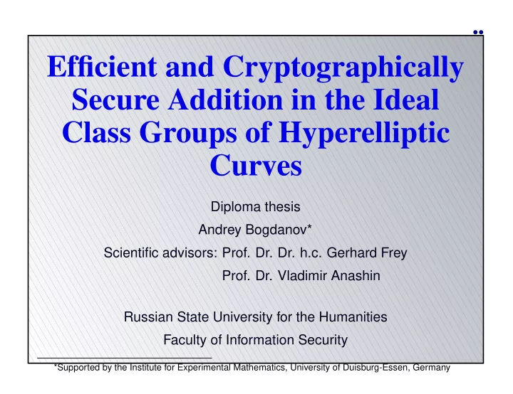 efficient and cryptographically secure addition in the
