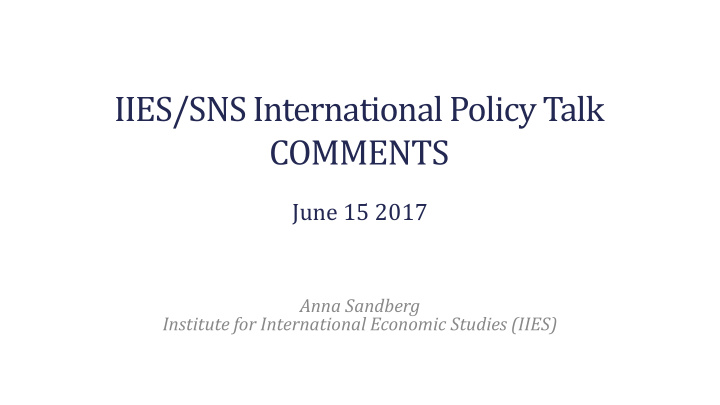 iies sns international policy talk