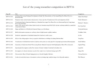 List of the young researcher competition in ISFV16  Paper ID  Title  Competitors  An Image