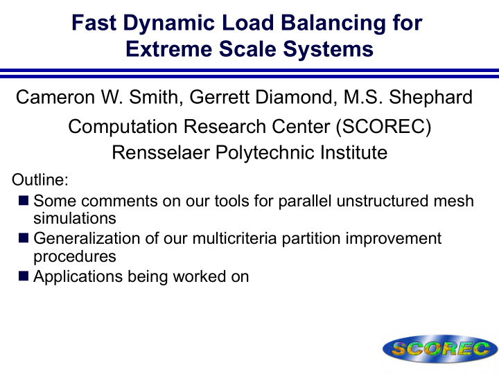 fast dynamic load balancing for extreme scale systems