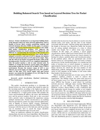 Building Balanced Search Tree based on Layered Decision Tree for Packet  Classification  Yeim-Kuan
