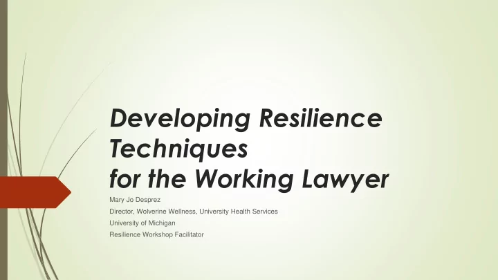 developing resilience