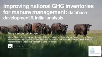 Improving national GHG inventories for manure management: database  development &amp; initial