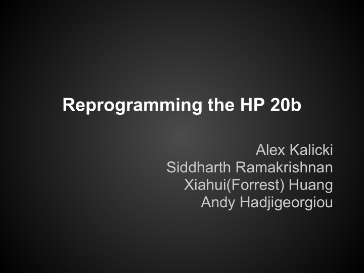 reprogramming the hp 20b