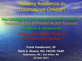Building Resilience in  Traumatized Children  Neurobiological &amp; Neurodevelopmental Impact of