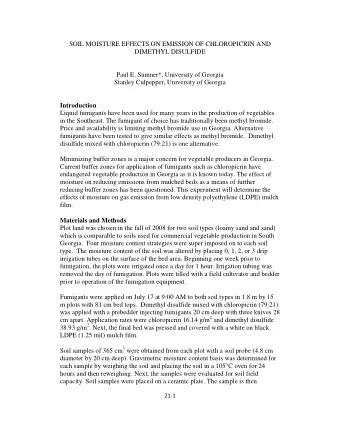 SOIL MOISTURE EFFECTS ON EMISSION OF CHLOROPICRIN AND  DIMETHYL DISULFIDE  Paul E. Sumner*,
