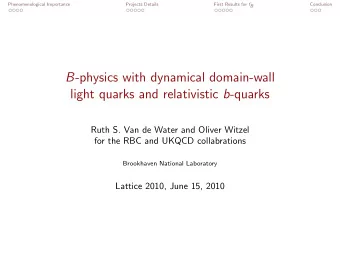 B -physics with dynamical domain-wall light quarks and relativistic b -quarks  Ruth S. Van de Water