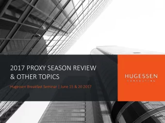 &amp; OTHER TOPICS  Hugessen Breakfast Seminar | June 15 &amp; 20 2017  Agenda for Todays Event