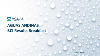 BCI Results Breakfast  APRIL 7 2017  01. 2016 RESULTS  2 FINANCIAL PERFORMANCE  DECEMBER 31 2016