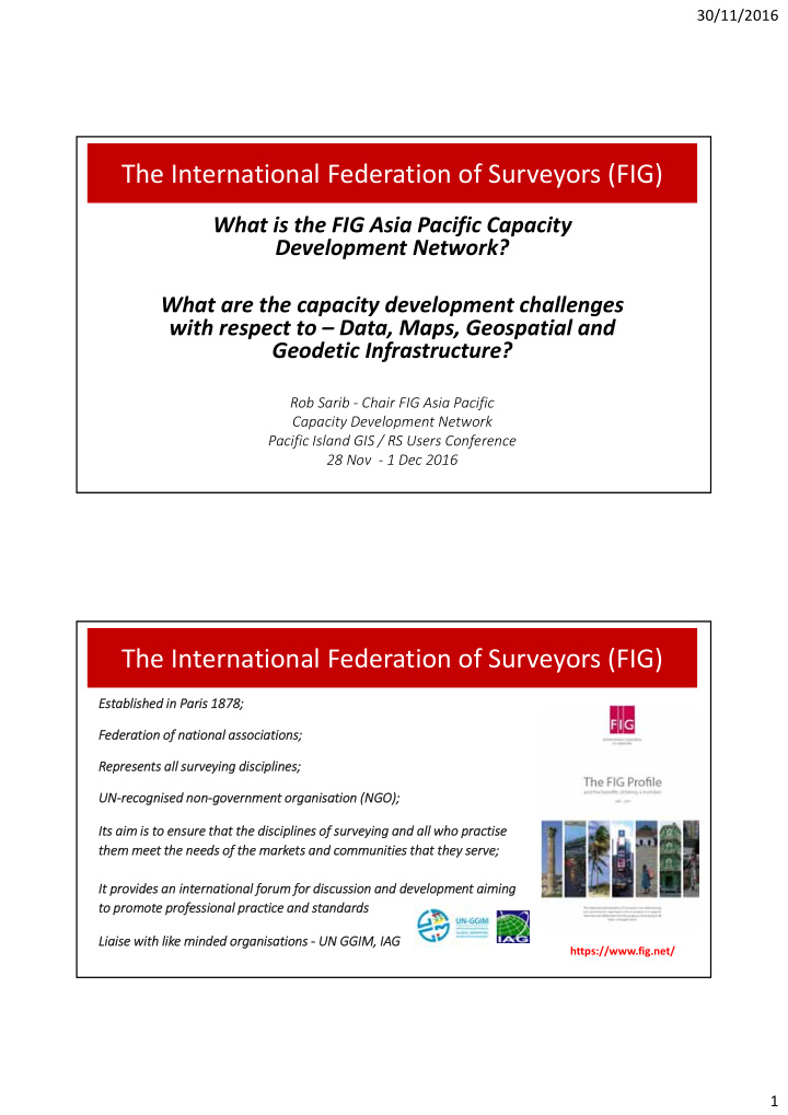 the international federation of surveyors fig