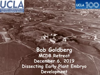 Bob Goldberg  MCDB Retreat  December 6, 2019  Dissecting Early Plant Embryo  Development  UCLA