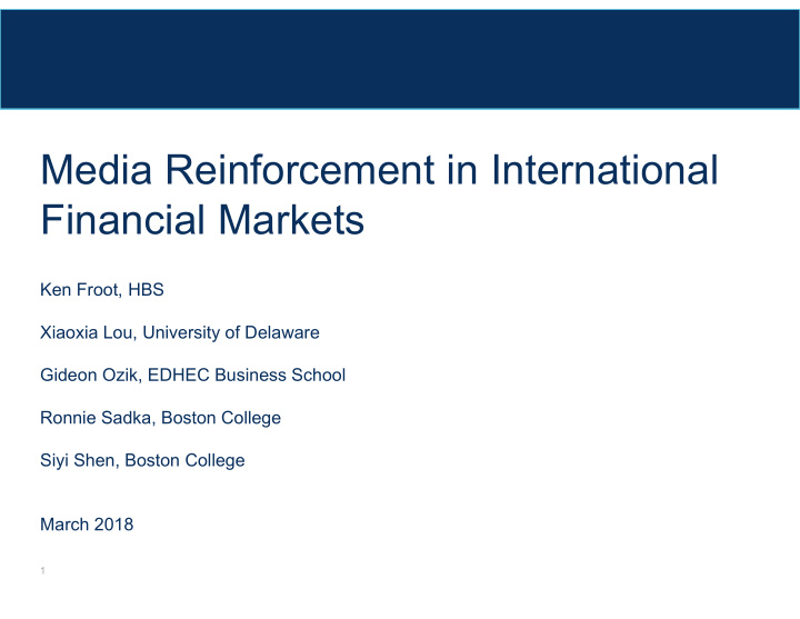 media reinforcement in international financial markets